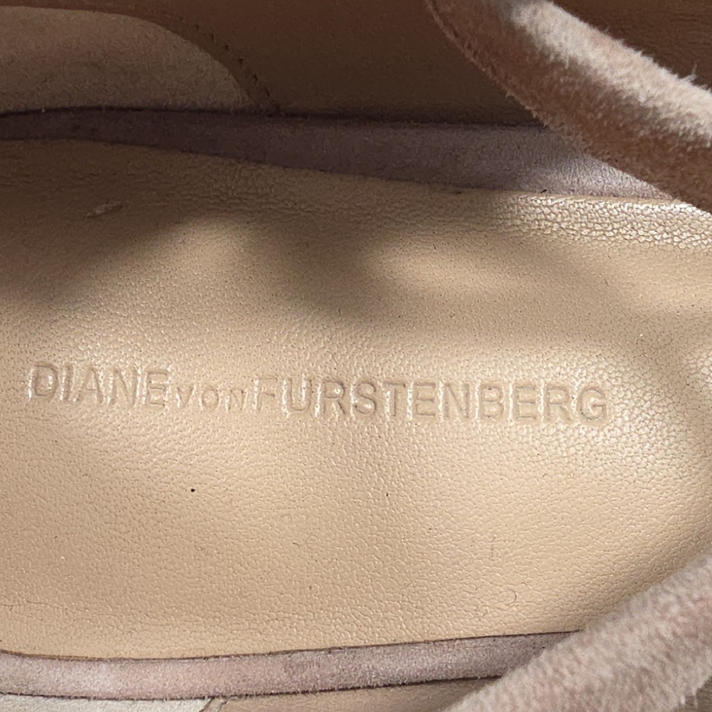 Diane Von Furstenberg Blush Suede Lace-Up Ballet Flats - Picture 2 of 8